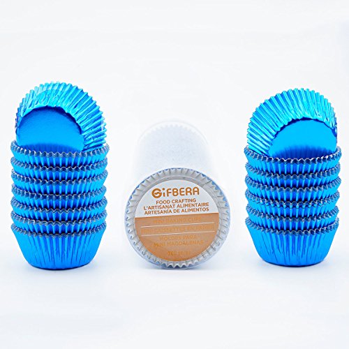 Gifbera Metallic Blue Foil Mini Cupcake Liners Muffin Cups, 300-Count - color: Blue