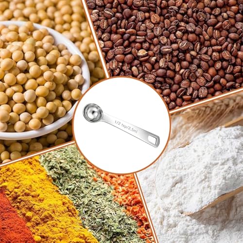 6PCS Measuring Spoons Set(1/2 Tsp, 2.5ml), Teaspoon Measuring Spoons Stainless Steel Short Compact Kitchen Scoops for Spices, Baking, and Everyday Cooking - size: 2.5 ML