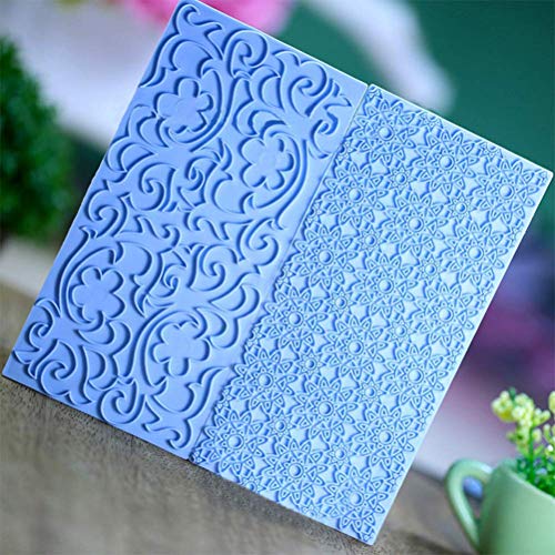 10 Set Fondant Impression Mat Mold Lace Embossing Mat Tree Bark/Brick Wall/Flower/Stone Wall Fondant Impression Mats Texture Design for Cupcake Border Decoration