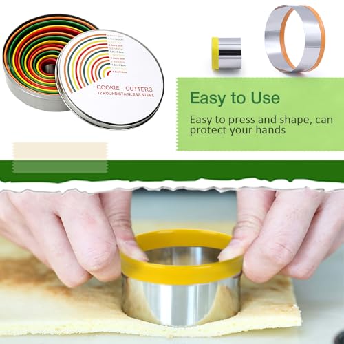 Alimat PluS Round Biscuit Cutter Set, 12 Pack Circle Cookie Cutters - size: 12 Pack, Round Shape