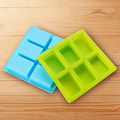 TDHDIKE 3 Pack Silicone Soap Molds 6 Cavities (Blue/Pink/Green) - color: Blue & Pink & Green