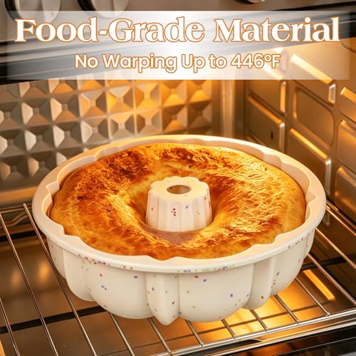 Vinino 9.5 Inch Fluted Tube Cake Pan with Metal Frame, 1 Pack