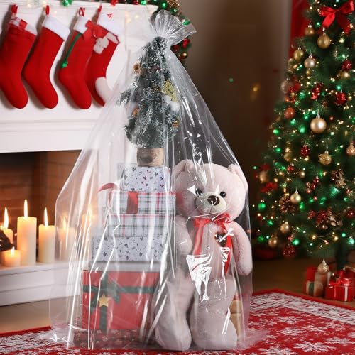 Jumbo Huge Clear Cellophane Gift Bags 50x60 Inch for Large Gift Baskets - size: 50x60 Inch