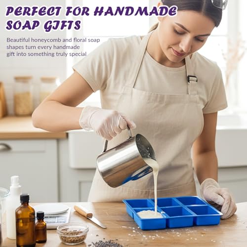 HKNMTT 2Pcs Bee Honeycomb Soap Molds 6-Cavity Square Oval Silicone Mold - style: Bee & Honeycomb - 2PCS