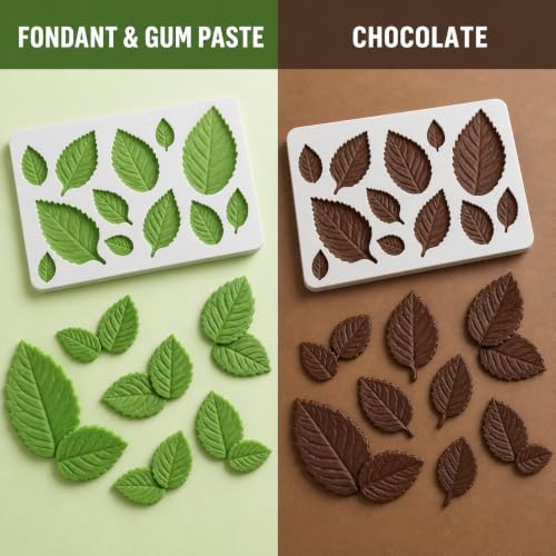 3D Mini Rose Leaf Silicone Fondant Mold - style: rose leaves molds 1