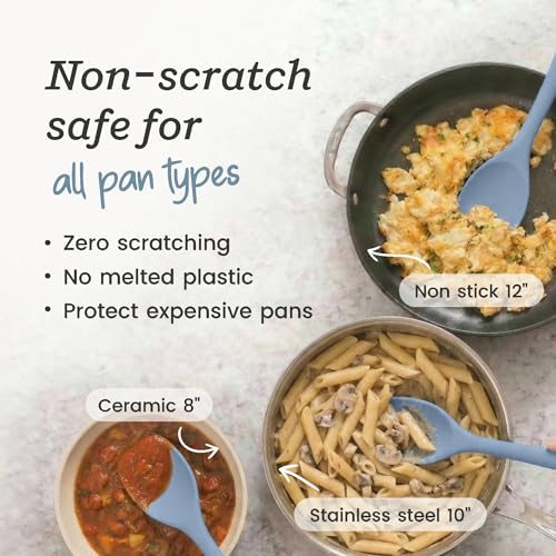 StarPack Silicone Spoonula The All-Rounder 11 Inch - LFGB Spoon Spatula, 600°F Heat Resistant, BPA-Free - One-Piece Seamless, Dishwasher Safe - for Nonstick Cookware, Light Blue - color: Light Blue, size: Standard 11"