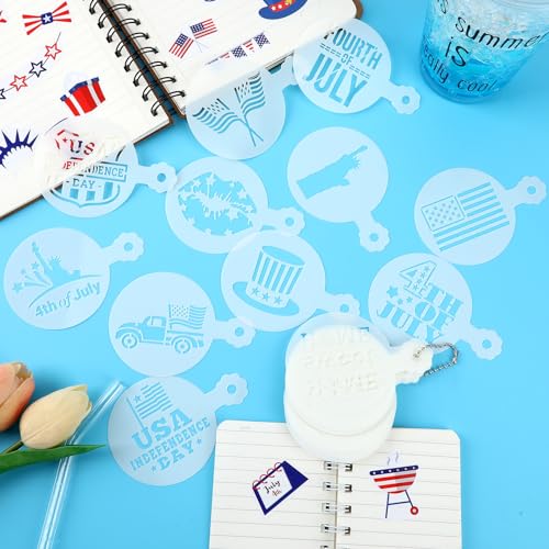 JULBEAR 4th of July Cookie Cake Stencils 36 Pieces Reusable Patriotic Mold - style: 4th of July Style