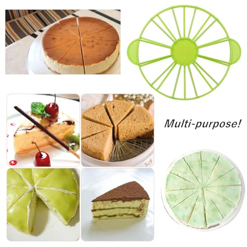Pie Slicer Marker, Round Cake Slice, Double Sided Cake Portion Marker 10 or 12 Slicers Cheesecake Cutter Divider for DIY Cooking Baking Tool (Green)