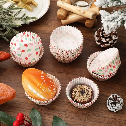 Whaline 300Pcs Christmas Bulb Paper Baking Cups Colorful Xmas Bulbs Cupcake Muffin Liners 2 x 1.2 Inch Winter Holiday Cake Candy Cup Paper Wrappers for Xmas Wedding Birthday Baby Shower Party - style: Christmas Bulb
