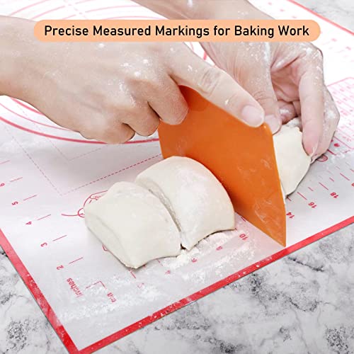 Extra Large Silicone Pastry Mat, Baking Mat with Measurement, Kitchen Counter Mat for Fondant, Rolling Dough, Pie Crust, Pizza and Cookies - Oven Liner Mat/Kneading Matts, 24" x 32", Red - size: 24"L x 32"W