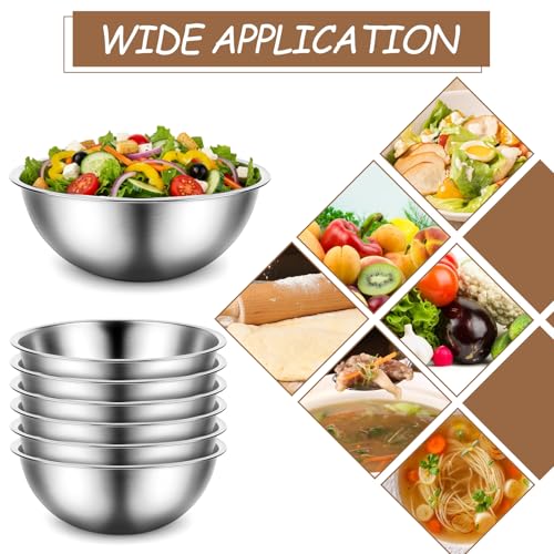 12 Pcs Stainless Steel Mixing Bowls with Graduations, Stainless Steel Bowls, Nesting Metal Prep Salad Bowl, Metal Serving Reusable Baking Food Storage Containers for Kitchen Cooking(9 x 3.5 Inch) - size: 9 inch
