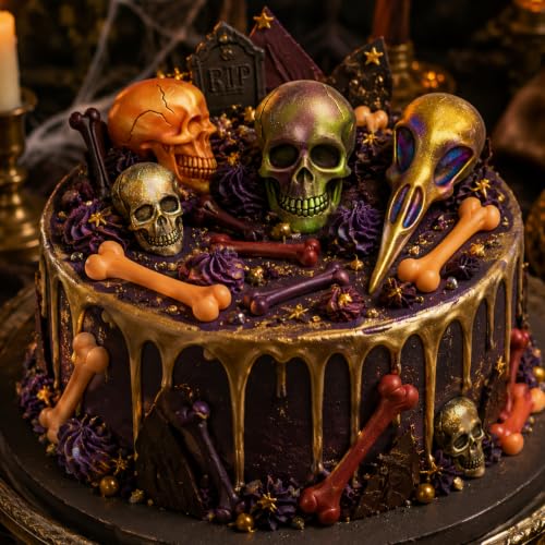 Infovox Halloween Skull and Bone Silicone Fondant Molds, Set of 4