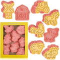 Farm Cookie Cutters Set, 8 Pcs Cookie Cutter with Plunger Stamps - color: Farm Cookie Cutters With Plunger Stamps