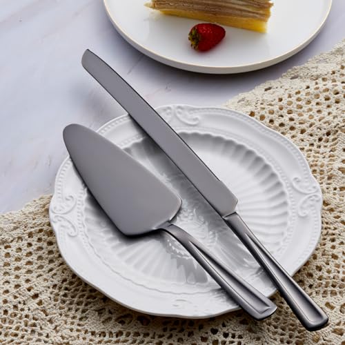 GoGeiLi Black Stainless Steel Wedding Cake Cutting Set - color: Black