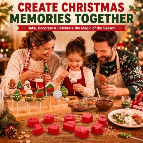 10 Pcs Christmas Cake Pop Molds Set with 100 Sticks - style: Christmas Style