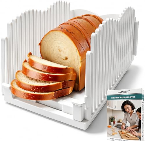 Bread Slicer Adjustable Foldable Cutter BPA Free white
