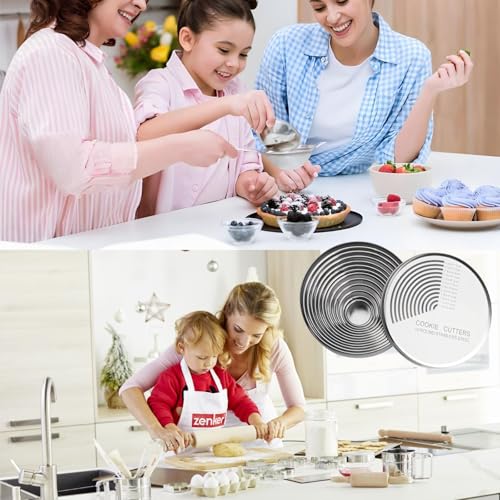 12 Pieces Round Cookie Cutter Set, Stainless Steel Circle Pastry Cutters