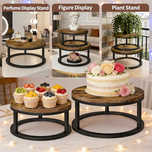 2 Pack Rustic Round Cake Stand Set, 10/12 Inch Cupcake Pedestal Stands - size: 2 Pack - Round