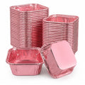 50 Pcs Rose Gold Square Baking Cups, Disposable Paper Pans - color: Rose Gold