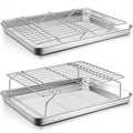 P&P CHEF 16 Inch Baking Sheet with Rack Set, Pans with Stackable Racks - size: 16 + 16 Inch, style: Pans with Stackable Racks