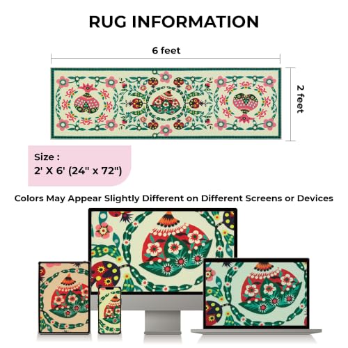 Pomegranate Runner Rug 2x6 Washable Accent Rug - color: Pomegranate 02, size: 2' x 6' (Rectangular)