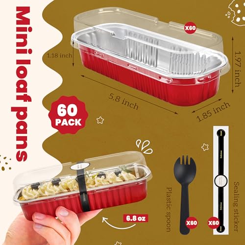 NPLUX Mini Halloween Baking Pans with Lids, 6.8oz 60 Pack Red for Parties - color: Red