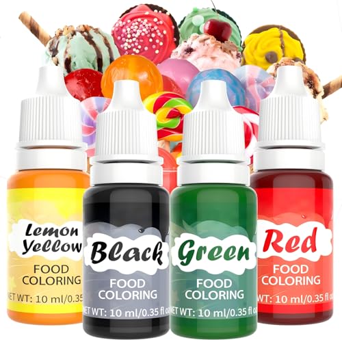 Food Coloring Liquid - 4 Bright Colors Food Dye, 0.35 Fl oz - size: 0.35 Fl Oz (Pack of 4)