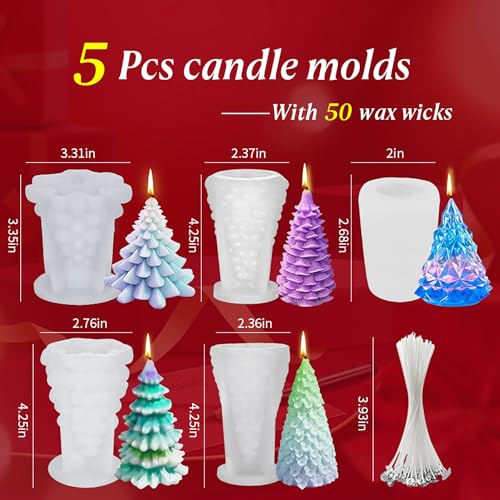 5PCS 3D Christmas Tree Silicone Candle Soap Epoxy Resin Wax Mold - color: 5PCS Christmas Tree Mold