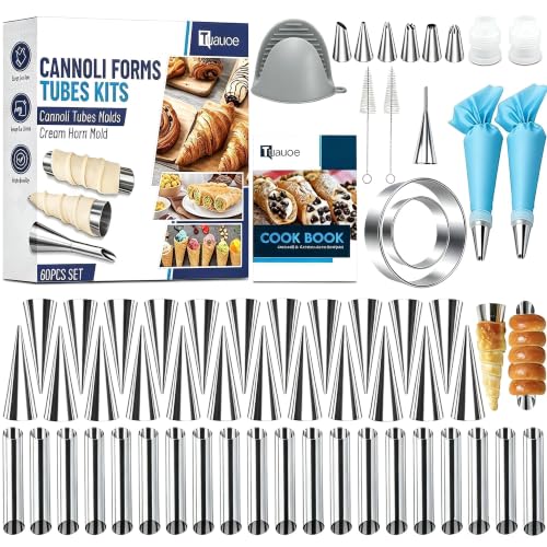 Cannoli Tubes Molds, 23pcs Cone Shaped and 20pcs Tubular Shaped - size: 60pcs-5inch