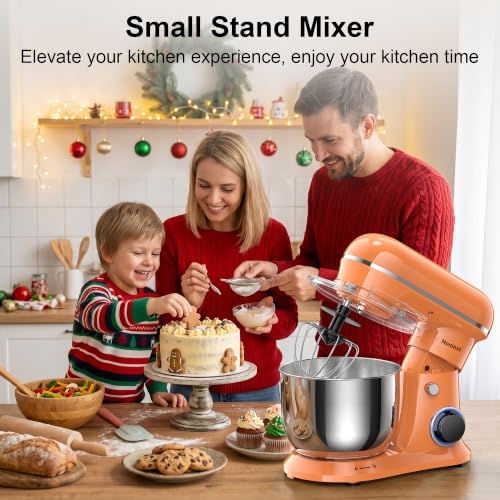 Honinst 4QT Electric Stand Mixer, 10-Speed Tilt-Head Compact Kitchen Mixer - color: Orange