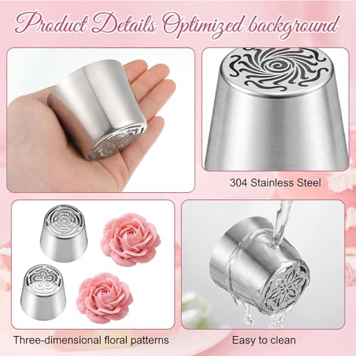 4 PCS Stainless Steel Extra Large Russian Piping Tips Set - style: tulips