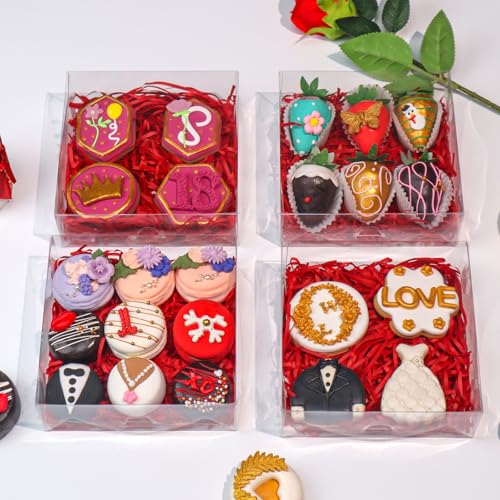 50 Pack 6x6x2 Inches Bakery Boxes Cookies Boxes with Clear Window - size: 6"X6X2"