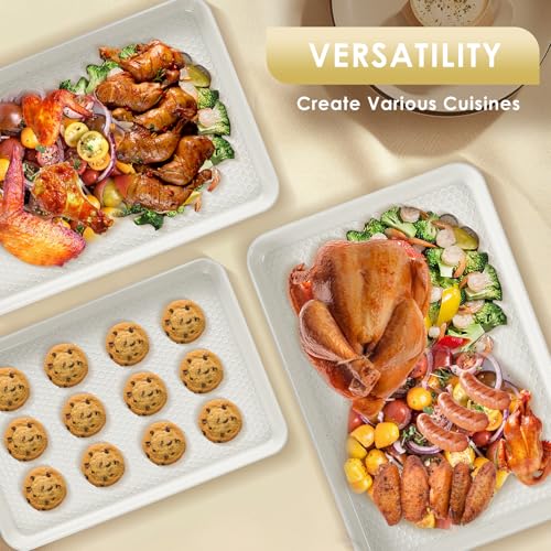 Baking Sheet Pan Set of 3, Nonstick Carbon Steel Cookie Sheets with Texture - color: Textured White