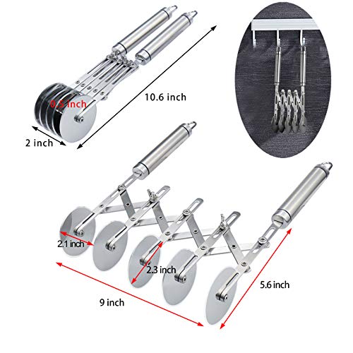 Juome 5 Wheel Pastry Cutter Stainless Pizza Slicer Multi-Round Dough Cutter - color: 5 wheel Pastry Cutter