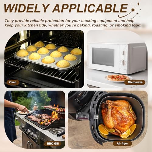 uxcell 4Pack Oven Liners 23.6x15.7" 0.2mm Thick Oven Mats Under Grill - color: Black, size: 23.6 x 15.7"(0.2mm Thick)