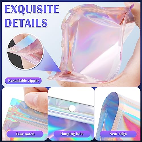 JETMORE Holographic Bags, 100 PCS Mylar Bags, 5.5x7.9in Small Gift Bags (Pack of 2) - color: Holographic, size: 5.5*7.9inch (Pack of 2)
