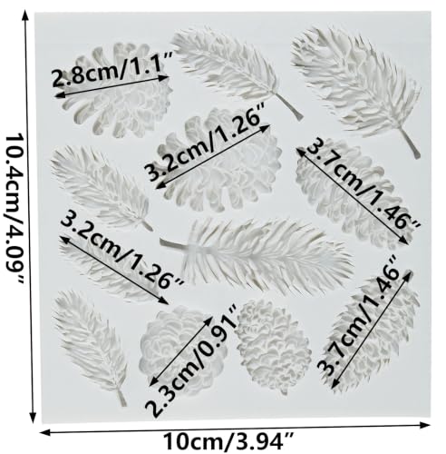 3D Pine Needles Branches Fondant Molds Pinecone Silicone Mold - color: Style N