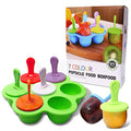 Silicone Popsicle Molds 7-cavity DIY Ice Pop Mold with Colorful Sticks For egg biting ice cream molds storage containers non stick cake molds (Green) - color: Green