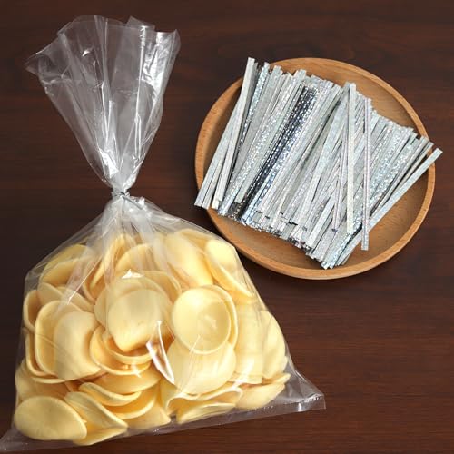 Tangyinrd 500PCS 4 Inch Silver Metallic Twist Ties, Shiny Reusable Bag Ties for Bakery, Candy Bags, Coffee Bags, Goodie Bags, Crafts & Party Decorations - color: Silver