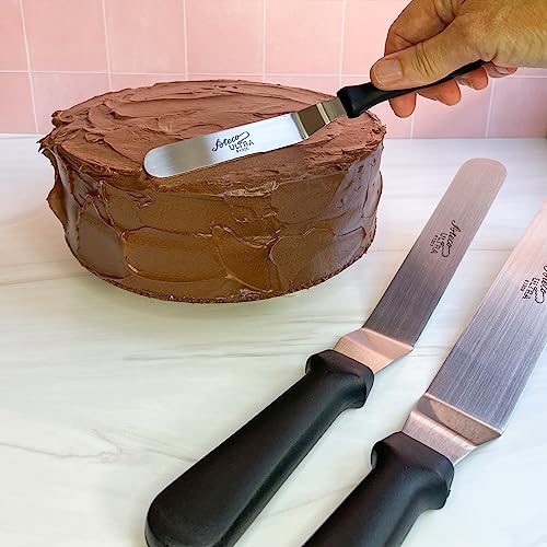 Ateco Ultra Offset Spatula with 9.75-Inch Stainless Steel Blade, Plastic Handle, Dishwasher Safe, Black - style: Offset - 9.75"