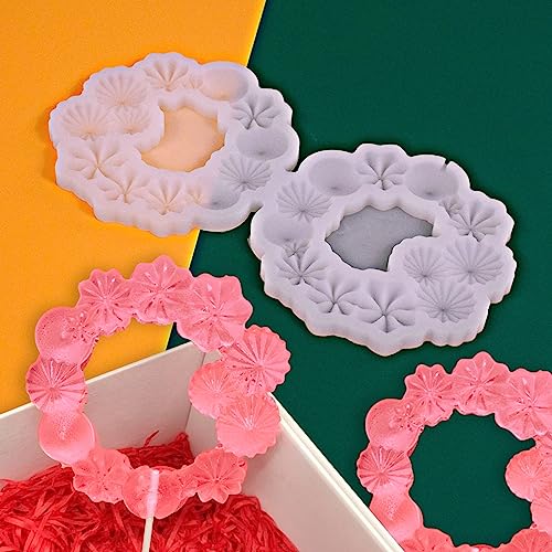 mostsom Silicone Candy Mold Flower Pattern Chocolate Resin 2PCS - size: A_ Flower Round Ring
