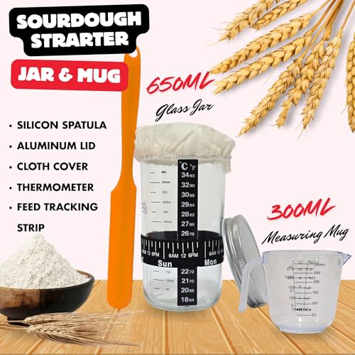 Sourdough Starter Kit with Bread Proofing Baskets, Jars, Baking Essentials