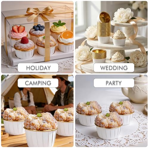 50 Pcs White Cupcake Baking Cups 3.5Oz Disposable Cupcake Liners - color: White