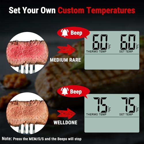 TempPro TempTrack Large LCD Digital Meat Thermometer for Cooking, Smoking - color: Pure Black