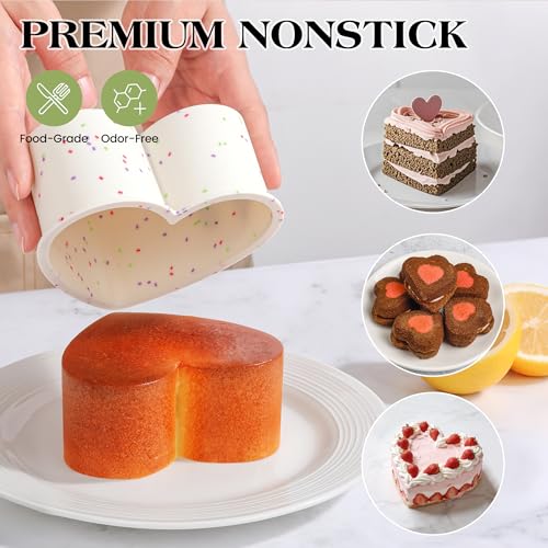 6 Inch Small Heart Shaped Cake Pans for Baking, Set of 3 - color: Cream, size: 6 inch
