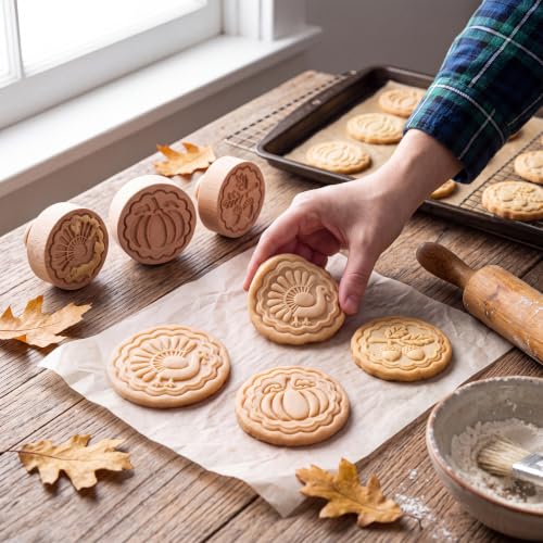 3 Set Thanksgiving Cookie Stamps, 2.5" Springerle Molds - style: Thanksgiving