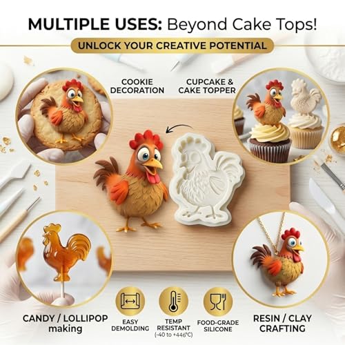 Cartoon Rooster Silicone for Fondant Candy Cupcake Toppers Desserts - color: Rooster Silicone Molds
