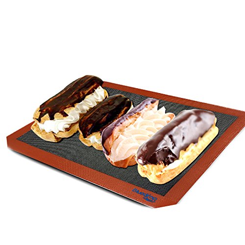 Bluedrop Eclair Baking Sheets Perforated Silicone Bread Mat Non Stick Oven Liner For USA Full Pan Size Steaming Mesh - size: 24.4"L x 16.5"W