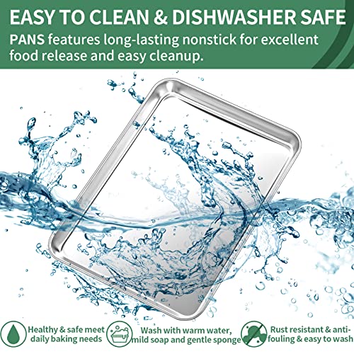 Baking Sheets Set of 2, HKJ Chef Cookie Sheets 2 Pieces Stainless Steel Baking Pans & Toaster Oven Tray Pans, Rectangle Size 20L x 14W x 1H inch & Non Toxic & Healthy & Easy Clean - size: 20inch