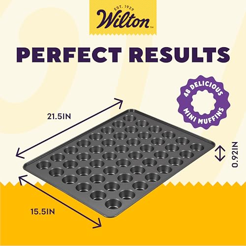 Wilton Perfect Results Non-Stick Mega Mini Muffin Pan, 48-Cup Cupcake Pan, Steel - size: Mini - 48 Cup